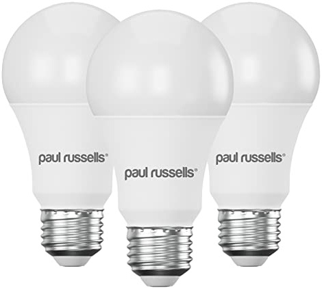 paul russells LED GLS - Dimmable Edison Screw Light, 14W 1521 Lumens E27 A70 LED Bulbs, 100w Equivalent, 4000K Cool White/Natural White, Dimmer Standard ES Energy Saving Ceiling Lightbulbs, Pack of 3