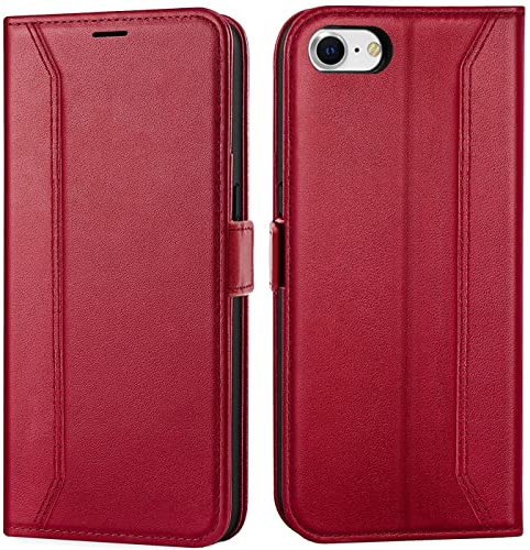 Cell phone case for iPhone SE 2020/2022, iPhone 7/8, 4.7 inch premium folding case cell phone flip case for Apple iPhone SE 2nd 3rd Gen. case book case bag, red