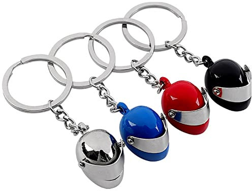 YUNYAN Schlüssel Anhänger 4 Stück Motorrad Helm Schlüsselanhänger Schlüsselanhänger personalisiert für Motorradfahrer Geschenk Geschenkidee（4 Farben）
