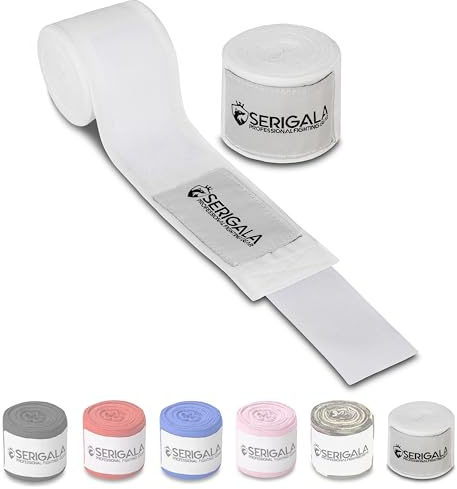Serigala Boxbandagen 4,5 m mit Daumenschlaufe | Halbelastische Kampfsport-Bandagen mit breitem Klettverschluss für Boxen, MMA, Muay Thai & Kickboxen