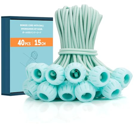 Abma Cord Spanngummis mit Kugel 40 Stück 15cm Gummispanner mit Kugel Kurz Planenspanner mit Kugel Zeltgummis mit Kugel für Plane, Zelt, Pavillons, Banner, Anhängerplane - Minze