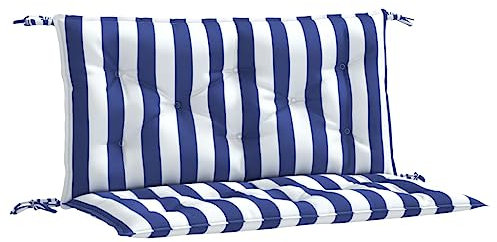 vidaXL Gartenbank Auflage 2 STK., Sitzkissen für Gartenmöbel Terrassenmöbel, Wasserabweisendes Sitzpolster, Sitzauflage Bankauflage, Blau Weiß Gestreift Stoff