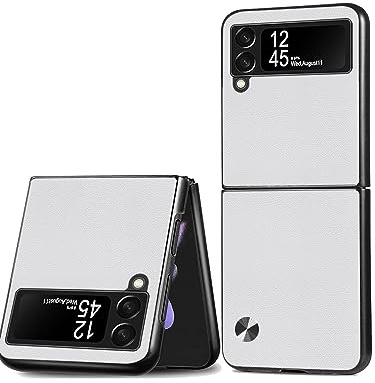 Puxssul for Samsung Galaxy Z Flip 3 Case, Soft TPU artificial Leather Case,Extremely Light Ultra-Light Camera Protection Leather Cover Case for Samsung Galaxy Z Flip 3 5G (White)