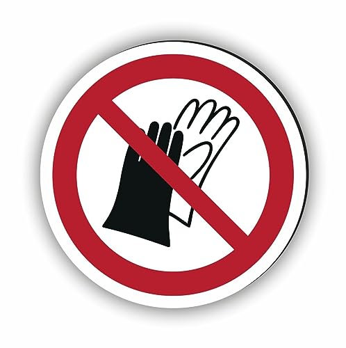 Verbotszeichen/Verbotsschild Benutzen von Handschuhen verboten (P028) - zum markieren von Verbotszonen nach DIN EN ISO 7010