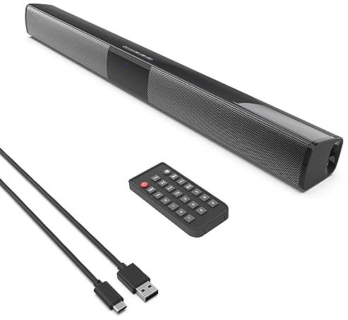 INFIBLA Altoparlanti Soundbar TV Bluetooth 5.0, HD Audio Stereo Surround Sound Home Cinema Con Telecomando, Supporto RCA AUX TF-Card