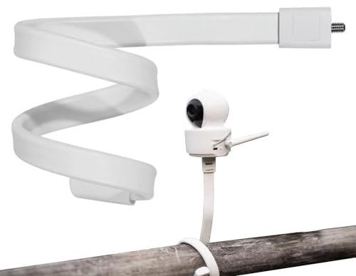 Norhogo Babyphone Halterung, Baby Kamera Halter, Baby Monitor Halterung, Kamera Halterung, Flexibel Babyphone Halter für Kinderbett Gitterbett Geländer,Video,1/4 Schraubanschluss Weiß
