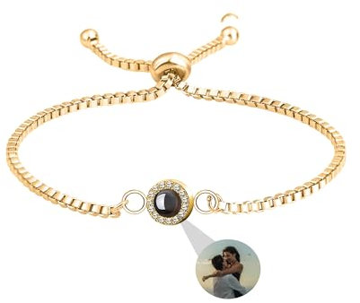 Personalisierte Foto Armband benutzerdefinierte Projektion Armband mit Bild im Stein Geheimnis Bild Armband Ich Liebe Dich Armband 100 Sprachen Speicher Foto Schmuck Armband Geschenk für Frauen