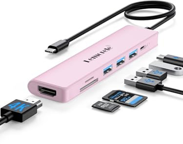 Adaptador multipuerto Lemorele 7 en 1 con HDMI 4K, 1USB 3.0 y 2USB 2.0, PD 100W, SD/TF, estación de acoplamiento USB C, para MacBook Air/Pro, iPad, Windows, Steam Deck, Switch