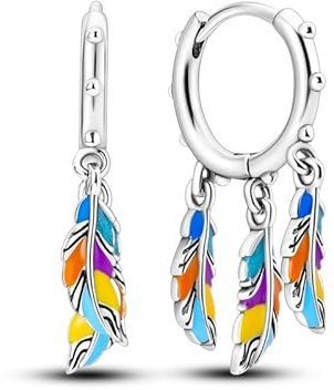 QIKAOLA 925 Sterling Silber Ohrringe für Frauen Bunte Creolen Ohrringe Hypoallergen Silber Creolen Ohrringe für Damen und Mädchen
