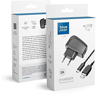 Blue Star 2A Ladegerät für LG Velvet, Velvet 5G + 1m schwarz Typ-C Datenkabel Netzteil 2000mAh Auf-ladekabel Travel Charger
