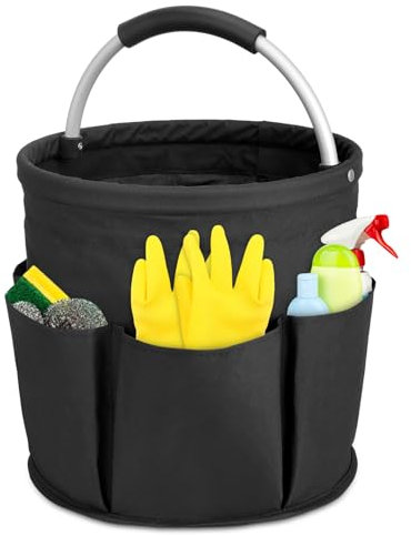Partideal Tool Bag with Handle, 17 liters Bucket Tool Organizer Bag, Collapsible Garden Small Tools Bag, Portable Multi Cleaning Organiser Caddy, Multi pocket Craft Caddy Universal
