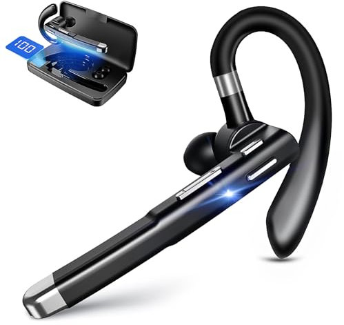 Hsility Bluetooth Earpiece Wireless Headset For Cell Phones With LED Charging Case 270 Degrees Rotatable Mic Hands Free Touch Control and Bluetooth 5.1 Version