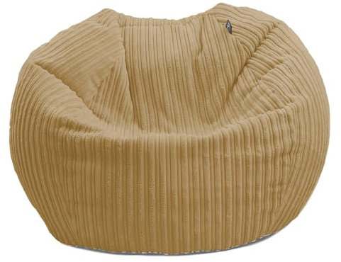 rucomfy Beanbags Jumbo Cord Kids Mini-Slouch Bean Bag Chair - Childrens Bedroom Playroom Furniture and Fun Decor. Arrives with Filling and Machine Washable - 60 x 80cm (Caramel, Beanbag only)