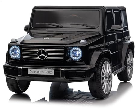 COSTWAY Mercedes Benz G500 Elektroauto für Kinder, Kinderauto Elektro mit Fernsteuerung Hupe Musik LED-Lichtern, Elektrofahrzeug Elektro Auto für Kinder ab 3 Jahren(Schwarz)