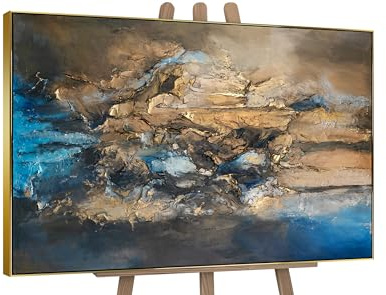 YS-Art Luxus Acryl Gemälde auf Leinwand elegante Kombination handgemalt Wandbild modernes Wohndekor abstraktes Motiv Bild echtes Kunstwerk 120x80 cm