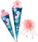 mit 3D Effekt - Glitzer ! Schultüte - Einhorn am See - 22-85 cm - mit Holzspitze - rund - incl. Schleife - Filz Abschluß - Zuckertüte - Roth - Spitze au..