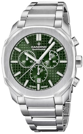 Candino Swiss Herrenuhr Analog aus Edelstahl 316l | Quarzwerk, Chronograph, Kalender, Widerstandsfähiges Saphirglas, Wasserdicht 10 ATM C4746/3 Icon