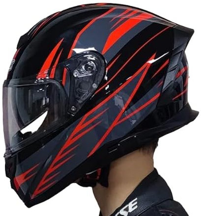 Casco Integrale da per moto Omologato con nuova ultima omologazione C.E. ECER 22.06 Unisex con Visiera visierino Parasole nero (XL = circ testa 61 cm)