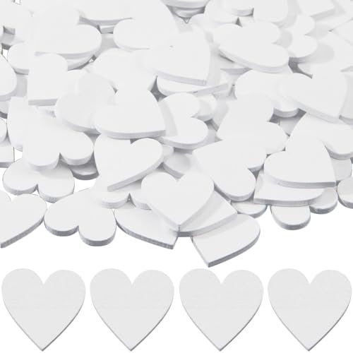 GORGECRAFT 200Pcs White Wooden Hearts 2cm Small Unfinished Wood Heart Cutouts Blank Slices Embellishments for Valentine's Day Wedding Mother's Day DIY Crafts Guest Book Home Decor