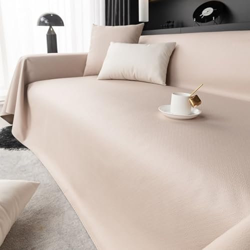 Epinki Sofa Überzug, 205x300CM Couchbezug Zweisitzer Einfarbig Muster, Superweiche Sofahusse aus Polyester Anti-Rutsch-Couch, Helles Khaki
