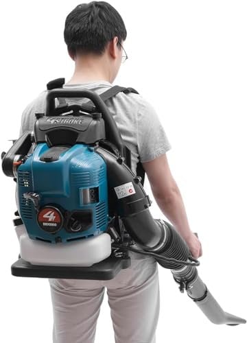 Backpack Leaf Blower 1.9L Large Fuel Tank Gas Powered Leaf Blower,75.6CC 4 Stroke Cordless Blower for Yard, Garden, Lawn Care, Street Cleaning