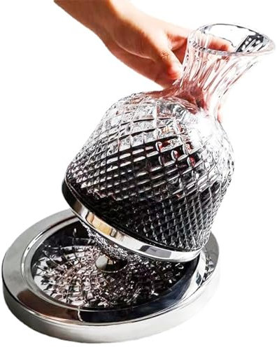 Nchdewui Rotweindekanter, 360 Grad Drehbar, 1.5L Wein-Karaffe Aus Kristallglas, Wein Geschenk, Kristallkaraffe Mit Ständer, Einzigartige Geschenkidee (A)
