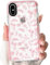 NITITOP Compatible for iPhone X/XS Case Cute Flower Floral Clear for Women Girl Ultra Slim Crystal Shockproof Soft TPU Anti-Yellow Protective Phone Cover - Clear Pink