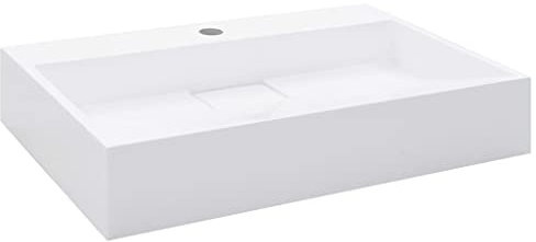 JUDYY Lavabo, Lavabo sobre Encimera, Lavabo Baño, Muebles De Baño, Mueble Lavabo, 60x38x11 cm Resina Mineral/mármol Blanco