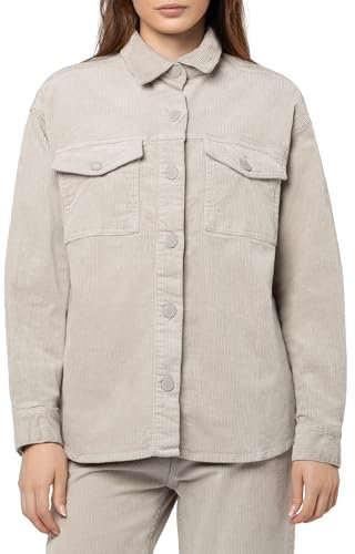 Eight 2 Nine Damen Cord Hemdjacke – Lässige Cordjacke mit Knopfleiste Light-beige S