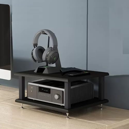 ZIUSFAC Meuble Chaine HiFi À 4 Etagères Audio/Vidéo Armoire D'équipement Multifonctionnel Tour De Support Audio Armoire AV Centre De Divertissement Rack pour Bureau/Salon(Black,2 Tier)