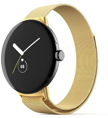 GIOPUEY Armband Kompatibel mit Google Pixel Watch 3 41mm, Geflochtenes Edelstahlarmband [Verschleißfest] [magnetisch] Ersatzarmband - Gold