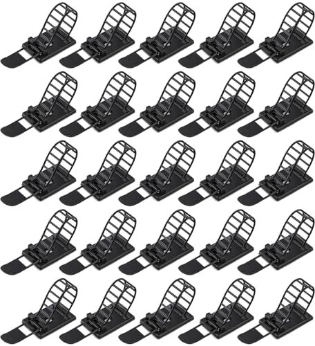 QUETTO 25 Pieces Cable Clips The Adhesive Cable Ties Adjustable Nylon Cable Zip Ties and Adhesive Cable Clips with Optional Screw Mount