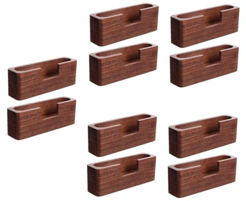 Lurrose 10 Pcs Noyer Porte-Cartes De Visite Vintage Business Table Top Display Stand Titulaire De La Carte Porte-Nom Support De Bureau Stands D'Affaires Liant Clips Carte De Visite