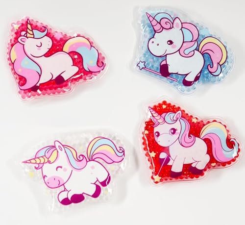 TollesfürKinder Kühlpack Kinder Einhorn 4er Set - Kühlbeutel Kinder, Kühlpads Kinder, Einhorn Kühlpad - Kalt Warm Kompresse zur Schmerzlinderung bei Bauchschmerzen & Zahnschmerzen