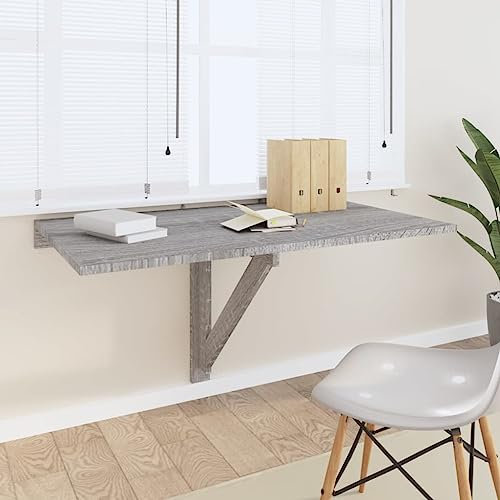 Somanki Wand-Klapptisch Grau Sonoma 100x60x56 cm Holzwerkstoff, Klapptisch Wand, Wandtisch, Klappschreibtisch, Schreibtisch Klappbar Wand, Klapptisch Esstisch - 342651