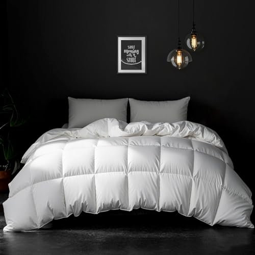 APSMILE Daunendecke 220x240 Sommer 100% Flauschige Federn & Daunen, Bettdecke 220x240 Dünn Bio-Baumwolle, Allergiker with Ökotex, RDS für Tierwohl, Extra Leichte Sommerdecke Federbett, Weiß