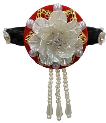 MOONDAME Traditionelles koreanisches Hanbok-Stirnband für Damen und Mädchen, elegante Blumen-Perlen, Haarreif, Bühnentanz, Haarschmuck