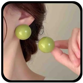 Enautoabs Vintage Caramella Rotondo Palla Orecchini Multi Colore - Imitazione Perla Dichiarazione Rosa