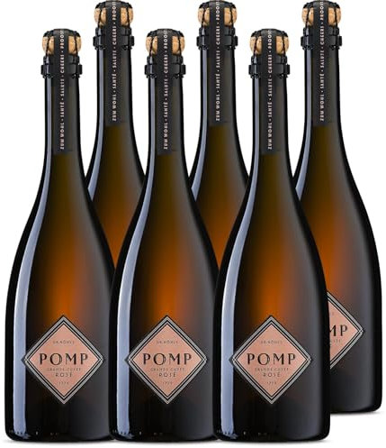 Riesling-Cuvée Rosé extra trocken – POMP Grande Cuvée mit Champagner-Reinette – 6 x 0,75 l – eleganter Mousseux & Designflasche – Familienbetrieb seit 1779