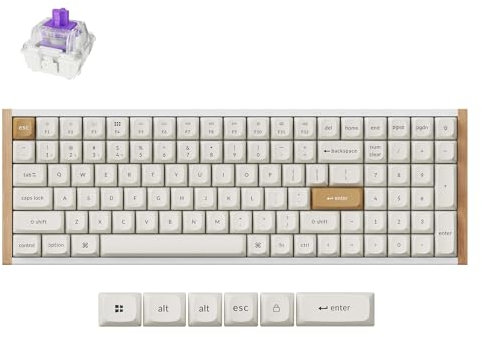 Keychron K4 HE QMK Wireless Gaming Custom Mechanical Keyboard, US ANSI Bluetooth/Wired 96% Layout Hot-Swappable Programmable RGB Backlit Gateron Magnetic Switches for Mac Windows, Wood Frame-White