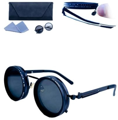 DORIMI Lentes de sol de tinte ajustable, lentes de sol polarizados ajustables de 1 a 9 engranajes con lentes de filtro ND, lente negra redonda para hombres y mujeres, protección UV para conducir