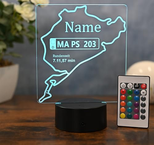 Optechvisual Personalisierte Rennstrecken LED Lampe – Eifelkurs Design – Geschenk für Autofans – geschenkidee für Motorsport fans Motorsport Deko