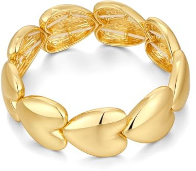 TOVABA Damen Armreif Gold Herz Mit Herzgliedern – Glänzendes Design, Hautfreundlich, Kein Verblassen, Modischer Schmuck Für Frauen Als Ausdruck Von Stil & Persönlichkeit