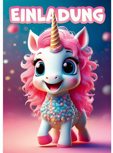 Moosthaler Einhorn Einladungskarten Kindergeburtstag Mädchen – 12 süße Karten für Mädchen mit Einhorn-Motiv – Märchenhafte Einladung zur Einhorn Party – Geburtstagseinladungen Mädchen