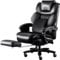 Fantasylab Chefsessel Bürostuhl 200kg Bürostuhl mit Massagefunktion Ergonomischer Schreibtischstuhl Leder Computerstuhl mit Fußstütze, Schwarz