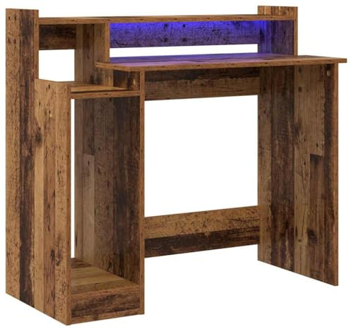 vidaXL Desk with Desk Lamps Old wood 97 x 45 x 90 cm Engineered wood, Modern Office Desk, Rectangular, Ergonomic, Flexible, Compact Work, USB-C Computer, Versatile Writing Table, Efficient