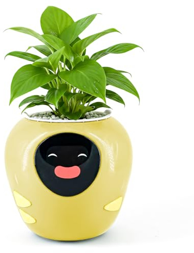 Plantbot Mejorado Maceta Inteligente Grande Robot Mascota Plantador con Inteligencia Artificial, Pantalla de Tiempo y Temperatura, y Numerosas Animaciones Expresivas, para Decoración Interior, Regalos
