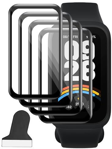 Rniidaaz 4 Piezas Protector de Pantalla para Xiaomi Smart Band 9 Active | Protección 3D Full Cover PMMA+TPU, HD Protector, Antiarañazos, Sin Burbujas, Sensible al Tacto, para Xiaomi Band 9 Active