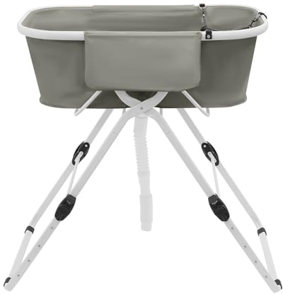 Hundebadewanne ErhöHtes Haustierbadewanne Klappbar 70-100cm HöHenverstellbar, 68Kg Belastbar BodenstäNder Faltbar für Auto GepäCkraum, Geeignet für Kleine Bis Mittlere Hunde Katzen, Weiß+Grau
