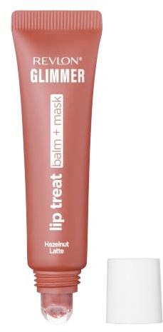 Revlon Glimmer Lip Treat Balm + Mask, 2-in-1 Lippenbalsam+Lippenmaske mit Feuchtigkeitspeptiden, strahlendes Finish, 006 Hazelnut Latte, 12ml